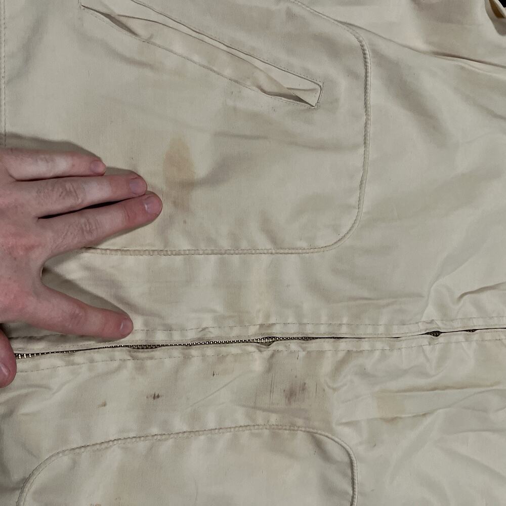 Vintage McGregor Jacket 44 Beige Drizzler Full Zip USA Talon Stains - Picture 9 of 11